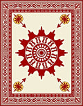 Crimson Sun Yellow Arrow Border Rug