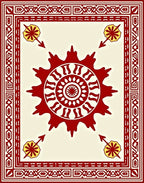 Crimson Sun Yellow Arrow Border Rug
