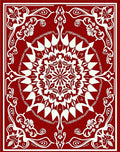 Crimson Cream Symmetrical Floral Medallion Rug