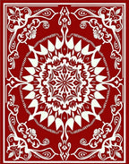 Crimson Cream Symmetrical Floral Medallion Rug