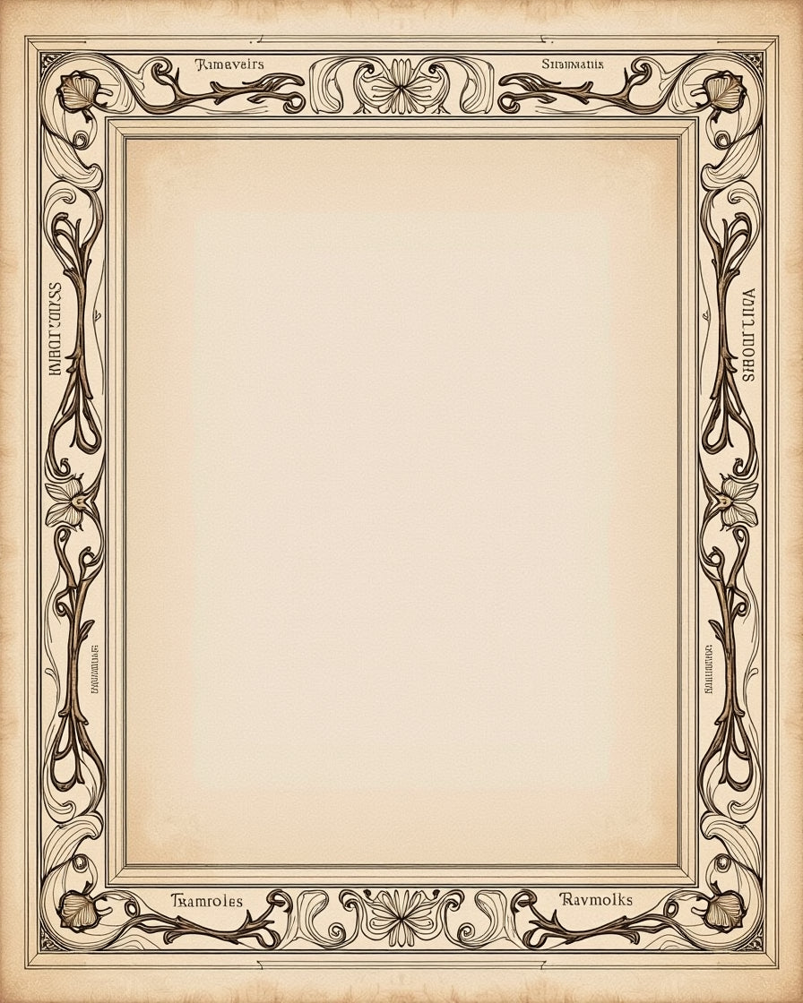 Art Nouveau Floral Vine Border Rug