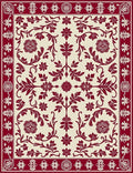 Crimson Floral Vine Medallion Rug