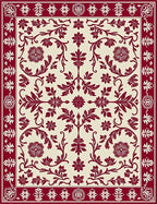 Crimson Floral Vine Medallion Rug
