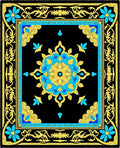 Black Yellow Blue Floral Medallion Rug