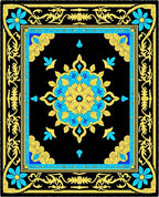Black Yellow Blue Floral Medallion Rug