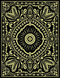 Golden Black Floral Symmetry Rug