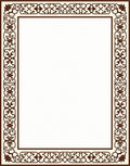 Rich Brown Ornate Scroll Border Rug