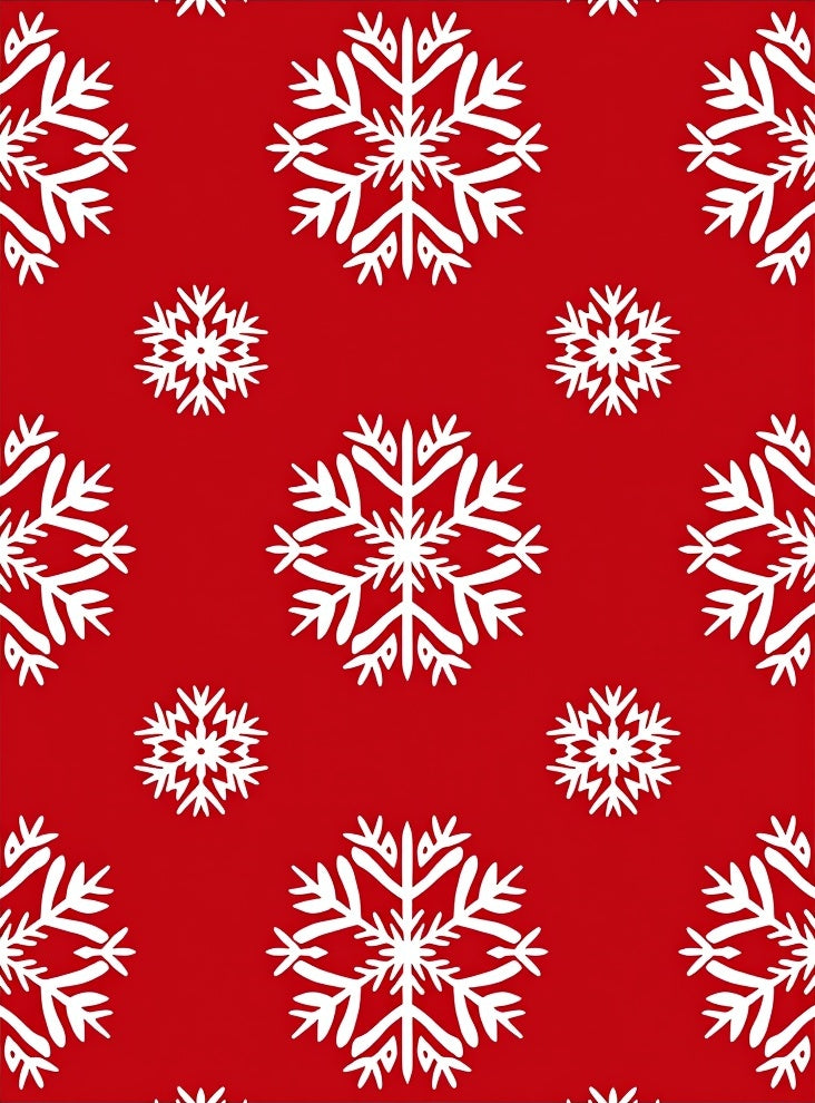 Red White Snowflake Collage Rug