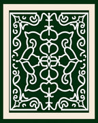 Deep Emerald White Floral Scroll Rug