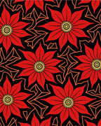 Bold Red Floral Geometric Medallion Rug