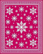 Crimson Snowflake Scatter Border Rug