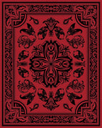 Crimson Black Ornate Floral Medallion Rug