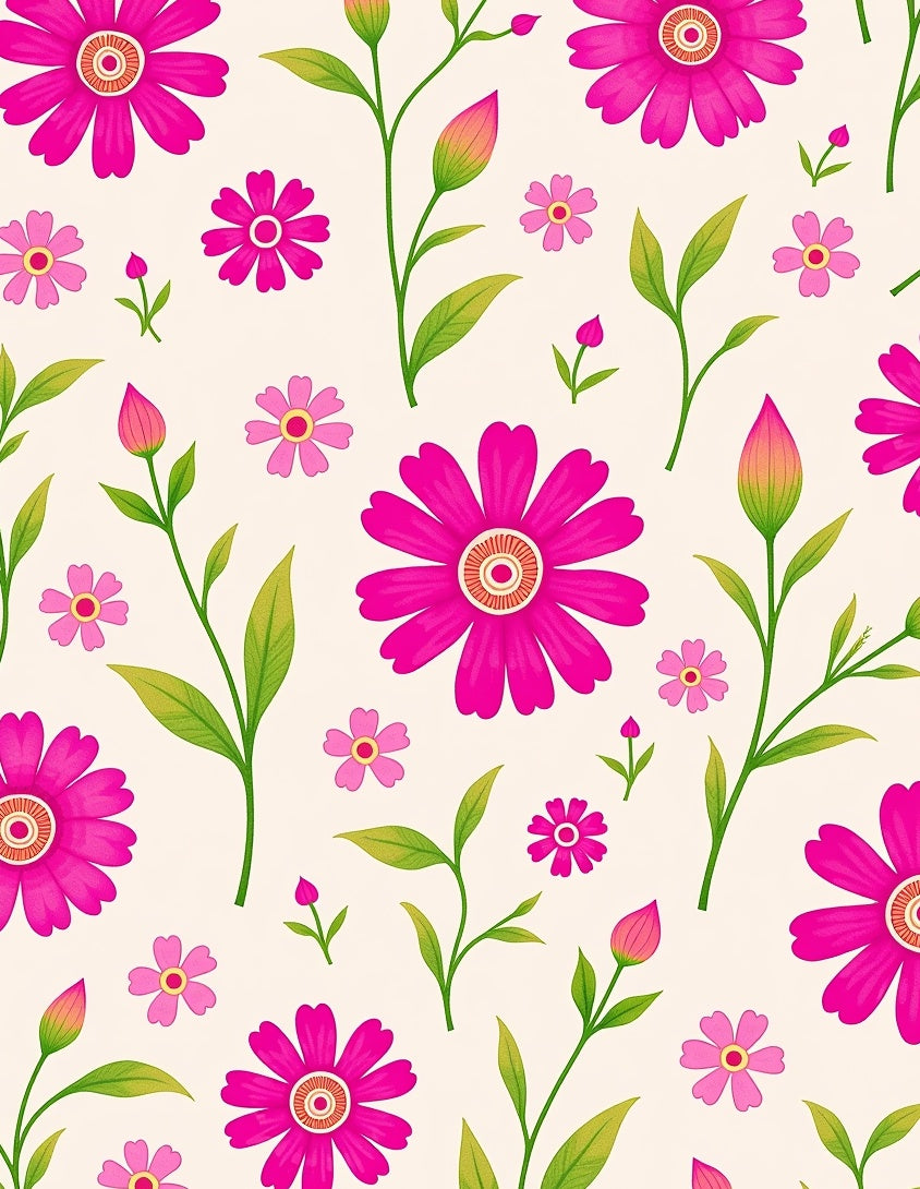 Vibrant Magenta Floral Garden Vines Rug