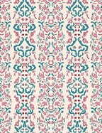 Pink Teal Abstract Symmetry Vintage Rug