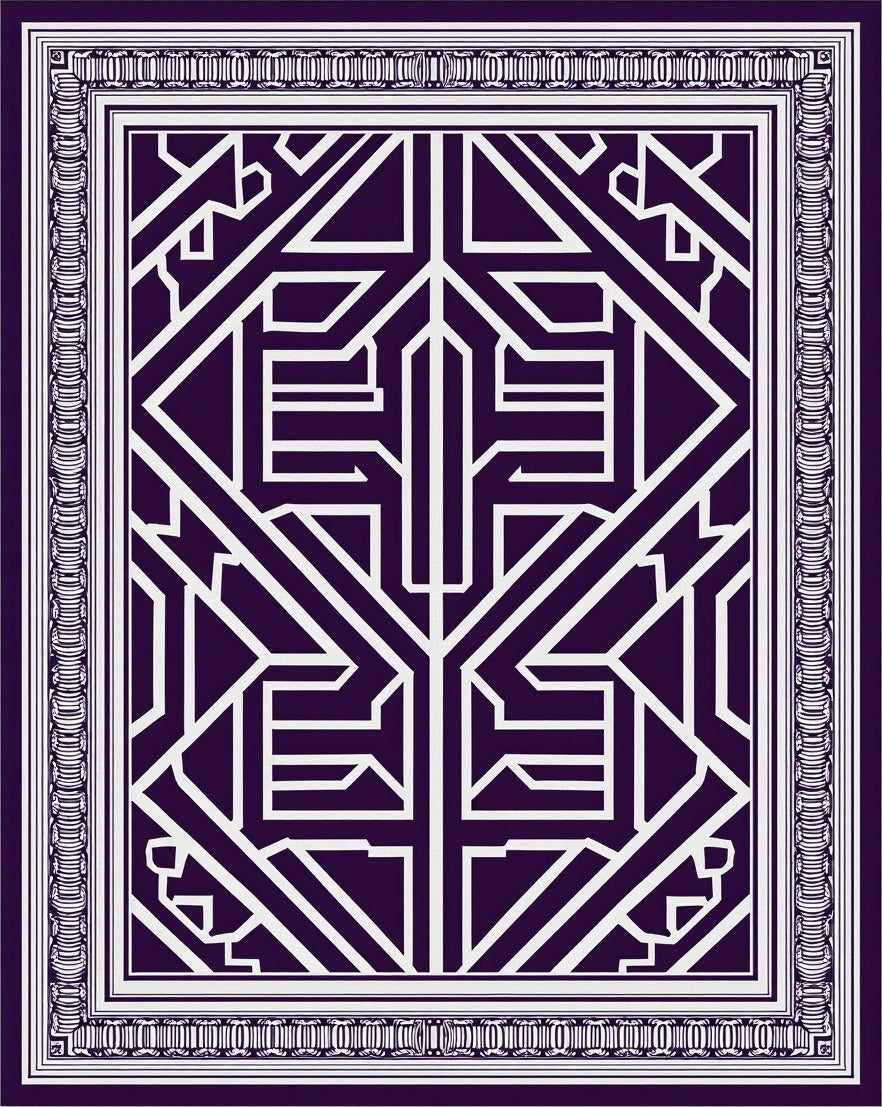 Deep Purple Geometric Art Deco Lines Rug