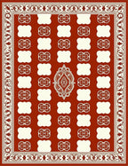 Crimson Cream Vintage Ornamental Lattice Rug