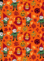 Whimsical Halloween Gnome Pumpkin Leaves Rug
