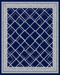 Deep Blue White Intersecting Diamonds Rug
