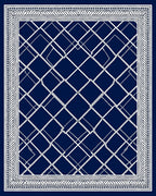 Deep Blue White Intersecting Diamonds Rug