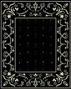 Black Ivory Classical Floral Border Rug