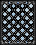 Black Blue Floral Diamond Medallion Rug