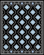 Black Blue Floral Diamond Medallion Rug