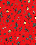 Red Bells Greenery Ribbon Collage Rug