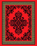 Crimson Black Damask Scrollwork Medallion Rug