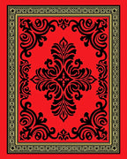 Crimson Black Damask Scrollwork Medallion Rug