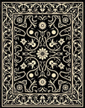 Black Floral Vine Medallion Rug