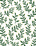 Dark Green Leafy Branches White Background Rug