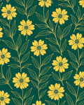 Golden Yellow Floral Stem Garden Rug