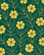 Golden Yellow Floral Stem Garden Rug