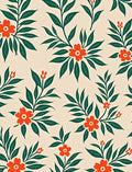 Whimsical Orange Floral Green Leaf Rug