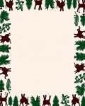 Deep Red Forest Animal Border Rug