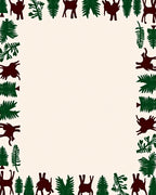 Deep Red Forest Animal Border Rug