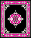 Vibrant Pink Black Floral Medallion Border Rug