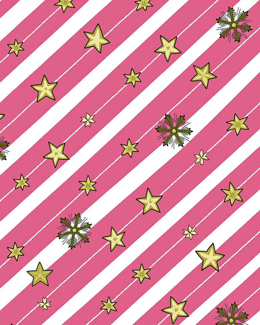 Pink White Striped Starflake Meadow Rug
