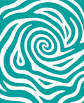 Teal Abstract Swirl White Stripe Rug