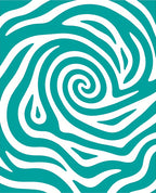 Teal Abstract Swirl White Stripe Rug