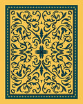 Deep Teal Floral Scrollwork Ornate Rug