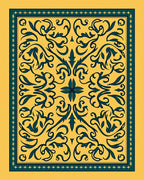 Deep Teal Floral Scrollwork Ornate Rug