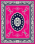 Vibrant Pink Navy Floral Scroll Rug