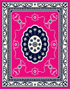 Vibrant Pink Navy Floral Scroll Rug