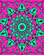 Vibrant Magenta Teal Floral Mandala Rug