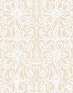 Cream Beige White Floral Damask Rug