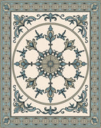 Pale Blue Floral Medallion Centerpiece Rug