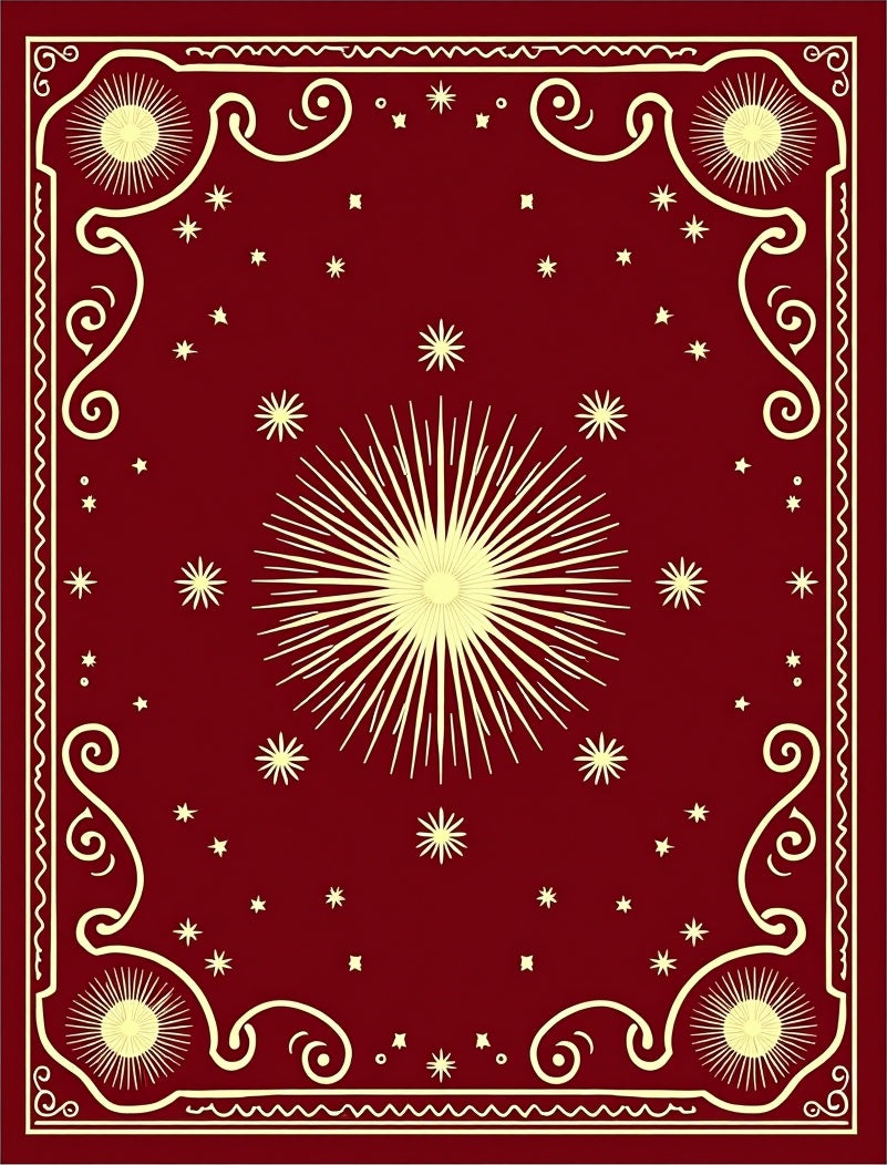 Crimson Sunburst Starfield Corner Accents Rug