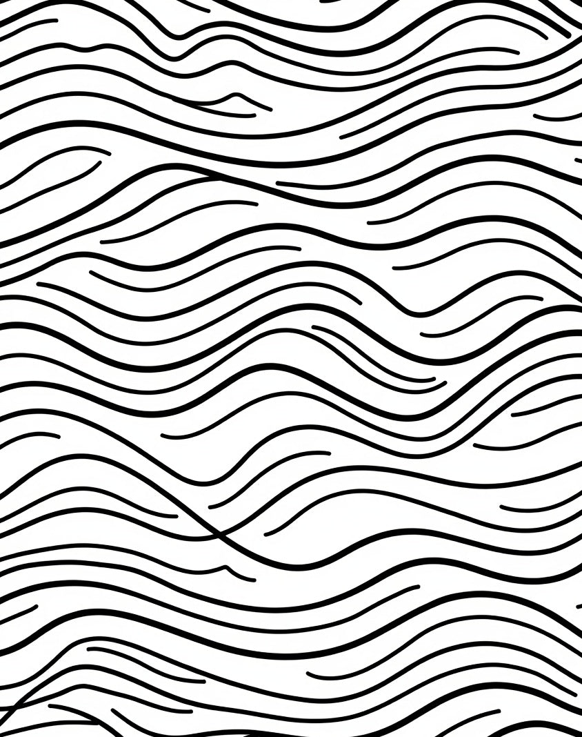 Abstract Black and White Wavy Lines Rug