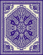 Deep Indigo Floral Mandala Art Rug